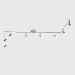 ValueLights Consul Silver Ceiling Bar Spotlight and GU10 Spotlight LED 5W Warm White 3000K Bulbs