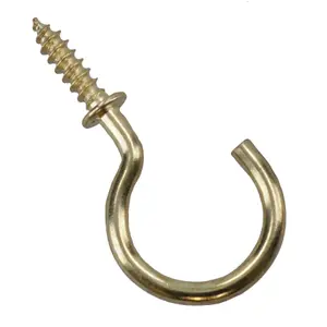 Shouldered Screw Hooks Fasteners Hanger Brass Plated 15mm Dia 25mm Length 10pc