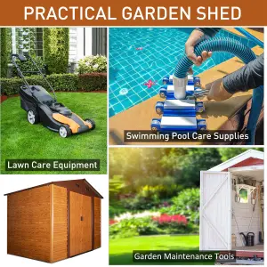 Outsunny 9 x 6ft Garden Shed Wood Effect Tool Storage Sliding Door Wood Grain