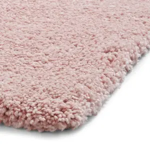 Pink Plain Shaggy Modern Easy to Clean Rug for Living Room Bedroom and Dining Room-160cm X 220cm