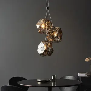 Metallic Chrome 3 Light Ceiling Pendant Modern Rock Design Hanging Light Fitting