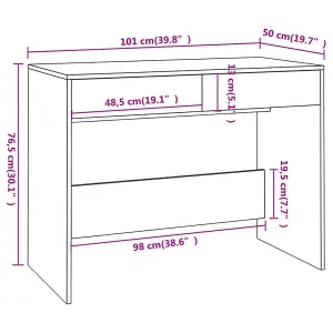 Berkfield Desk Smoked Oak 101x50x76.5 cm Engineered Wood