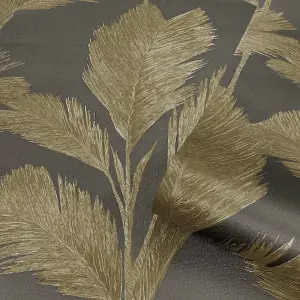 Belgravia Décor Alessia Leaf Grey Textured Wallpaper