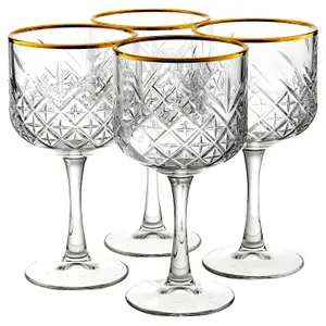 Queensway Home & Dining 490ml 4 Pcs Timeless Cocktail Martini Goblet Gold Rim Glassware Sets Mixers