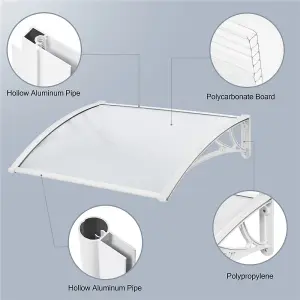 Yaheetech White Outdoor Awning Canopy for Window Front Door Porch, 100 x 76 cm