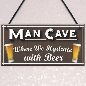 Red Ocean Man Cave Hydrate Funny Home Bar Gift Hanging Plaque Husband Sign