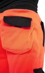 SSS Hi Viz Trouser High Visibility Mens Work Trouser Safety Fleece Worker Pants Reflective Fluorescent Joggers-Orange-L