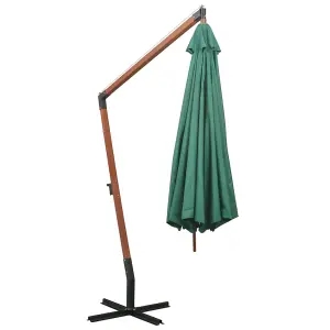 Berkfield Hanging Parasol 350 cm Wooden Pole Green