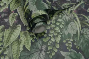 Holden Decor Living Wall Navy Leaves and Foliage Smooth Wallpaper