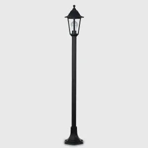 ValueLights Mayfair Traditional Victorian Style 1.2m Black IP44 Outdoor Garden Lamp Post Bollard Light with LED Bulb