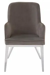 Interiors By Premier  Versatile Grey Velvet Dining Chair With Silver Finish Legs, Durable Dining Chair, Sleek Dining Chair