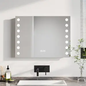 Rectangular Anti-Fog Bathroom Mirror with LED Lights 80 x 60cm