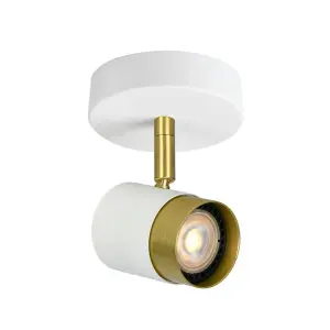 CGC ORIO White and Brushed Gold Single GU10  Adjustable Ceiling Spot Light