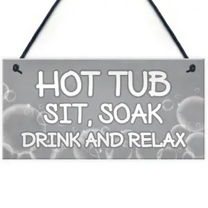 Shabby Chic Hot Tub Sign Funny Hot Tub Accessories Garden Summerhouse Sign New Home Gift