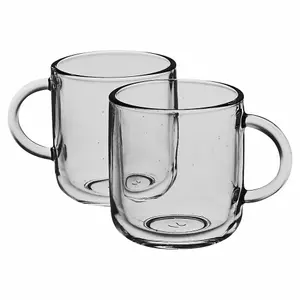 Queensway Home & Dining 245ml 6Pcs Iconic Glass Mugs Coffee Hot Drinks Tea Cup Set with Handle