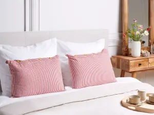 Set of 2 Cushions AALITA Cotton 40 x 60 cm Striped Red