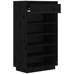 Berkfield Shoe Cabinet Black 60x34x105 cm Solid Wood Pine