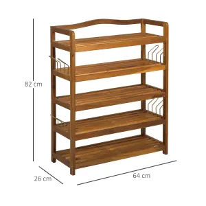 HOMCOM 5-Tier Shoe Rack Acacia Wood Shoe Storage Shelf for Entryway Bedroom Teak