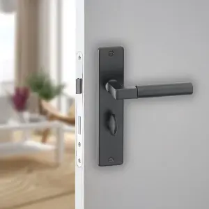 URBNLIVING 183mm Length 2 Pcs Windsor Metal & Black Lever Latch Bathroom Door Handles Set