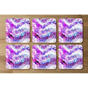 Square 6 Piece Coaster Set (Set of 6) Pink