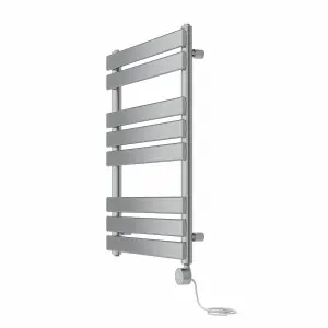 Rinse Bathrooms Flat Panel Electric Heated Towel Rail Touch Screen Timer Bathroom Radiator Prefilled Chrome 800x600mm 400W