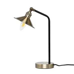 Inlight Bureau Brushed Satin Antique brass effect Table lamp