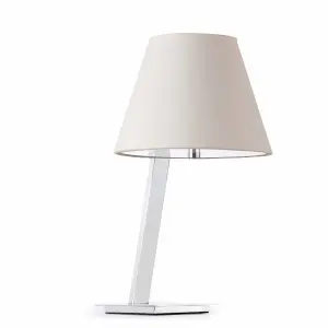 Luminosa Moma 1 Light Table Lamp Chrome with White Shade, E27