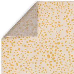 Yellow Dotted Modern Rug Easy to clean Dining Room-80cm X 150cm