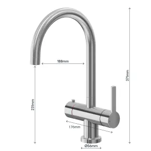 GoodHome Aji Matt Stainless steel effect Boiling water tap