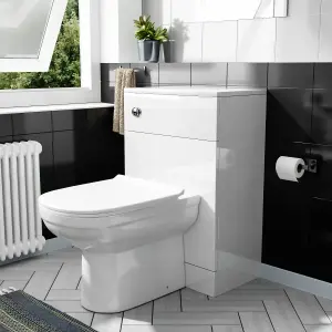 Nes Home 500mm Modern WC Unit & D Shape Back To Wall Toilet With Cistern