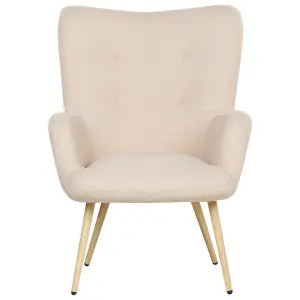 Wingback Chair VEJLE with Footstool Boucle Beige