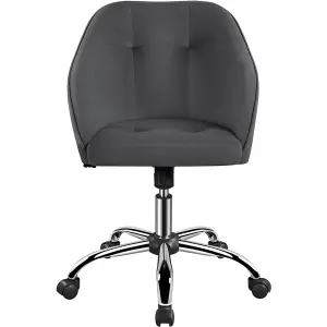 Yaheetech Height Adjustable Swivel Desk Chair with Castors and Armrests - Grey / Velvet