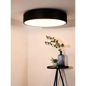 Lucide Talowe Led Modern Flush Ceiling Light 60cm - LED Dim. - 1x42W 3000K - Black