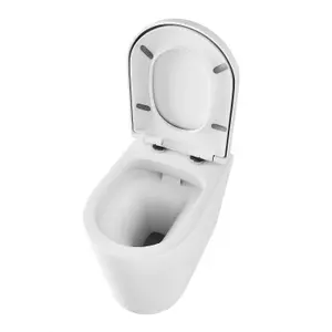 Zeus White Ceramic Rimless Design Close Coupled Toilet with Soft Closing Toilet Seat