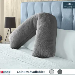 Lancashire Textiles V Shaped Pillow Teddy Fleece, Hollowfibre Filling, Supportive Pillow