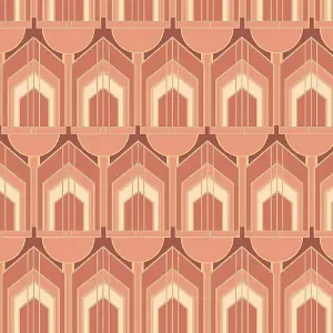 Hoopla Walls Orange Deco Arch Smooth Matt Wallpaper