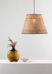 Luminosa Sumba Black, Rattan Dome Pendant Lamp 3000K