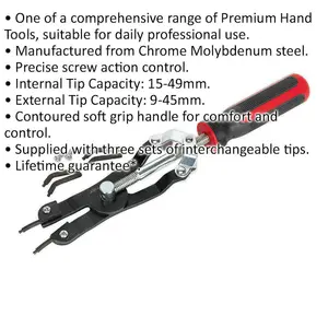 Premium Heavy Duty Circlip Pliers with Interchangeable Tips for Precision Grip