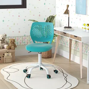 Costway Kids School Desk Chair Ergonomic Study Chair Rolling Swivel Task Chair w/ Adjustable Height Turquoise