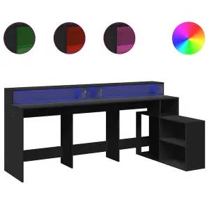 Berkfield Desk with LED Lights Black 200x104x91 cm Engineered Wood