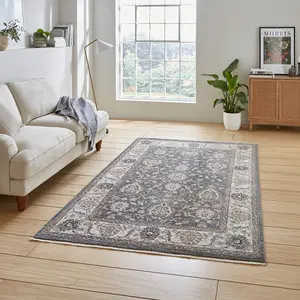 Green Traditional Bordered Floral 10mm Thick Stain-Resistant Rug For Bedroom, Living Room, & Dining Room-80cm X 300cm