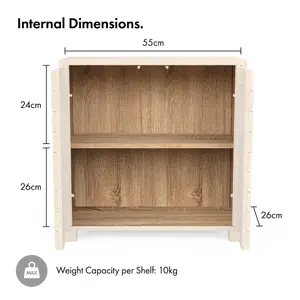 VonHaus Bathroom Storage Cabinet, Oak Wood Effect Floor Cabinet with Handleless Design, Freestanding Towel Storage Unit, Chester