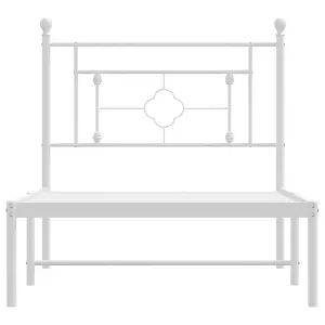 Berkfield Metal Bed Frame without Mattress with Headboard White 90x200cm