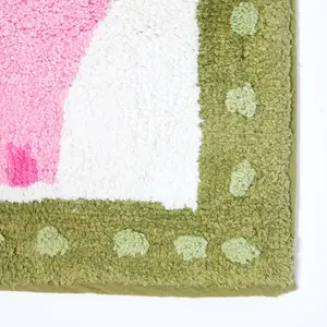 Homescapes Cotton Tufted Washable Pink Elephant Children Rug