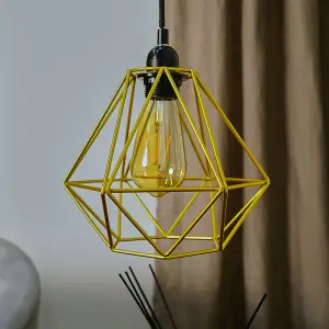 ValueLights Diablo Modern Geometric Gold Metal Basket Cage Ceiling Pendant Light Shade