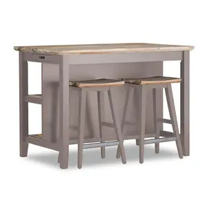 Florence Truffle Breakfast Bar Kitchen Island with Shelves