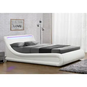 Galaxy LED Upholstered Ottoman Bed Black/White / Kingsize (5')