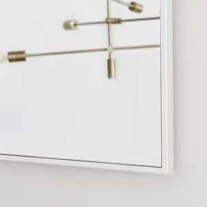 Alcantera Rectangle Metal Frame Wall Mirror Simple and Elegant Modern Design White Gloss / 120cm H x 80cm W