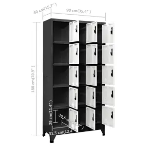 Berkfield Locker Cabinet Anthracite and White 90x40x180 cm Steel