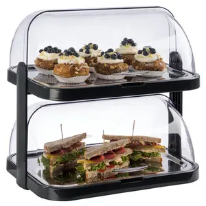 Double-Decker Buffet Display Case Set Black